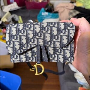 Dior Navy and Cream Saddle Belt Pouch with Monogram Design